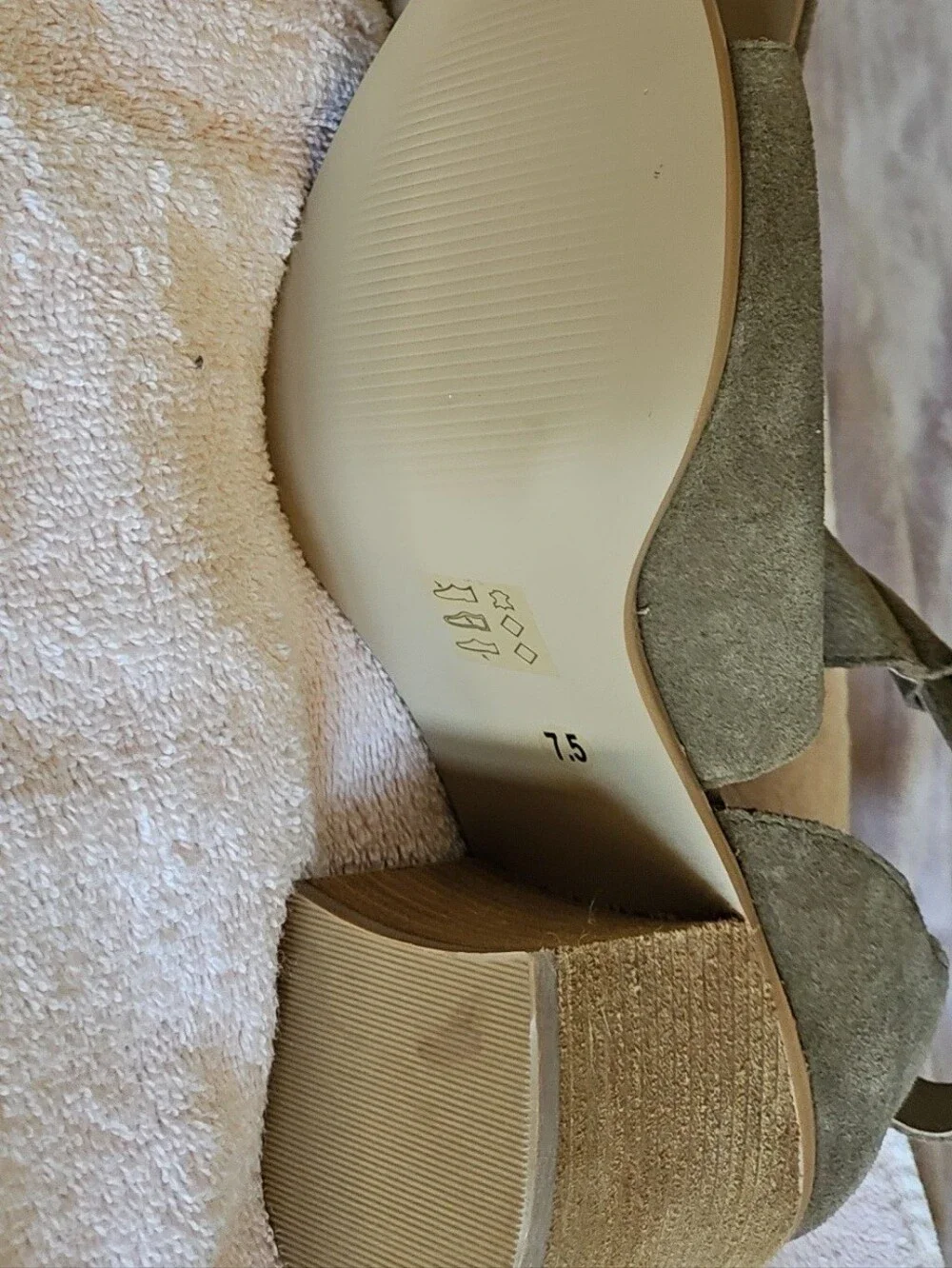 Sole Society Taupe Real Suede Open-Toe Block Heel Bootie, New, Size 7.5